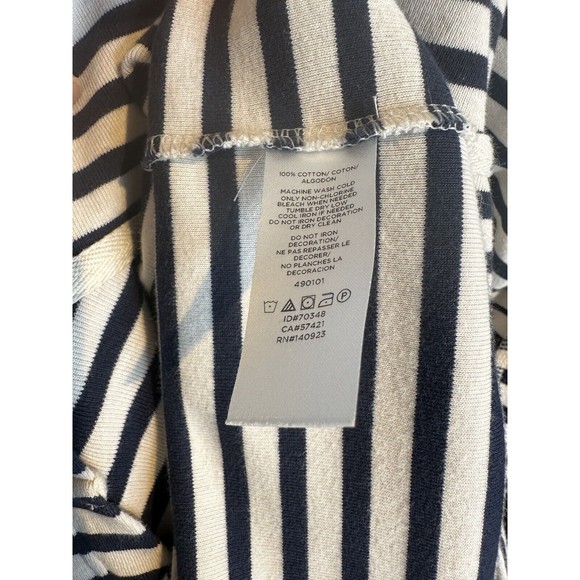 Lou & Grey Striped Cotton Hoodie Sweatshirt XS Drawstring Draped Shoulder - Picture 5 of 5